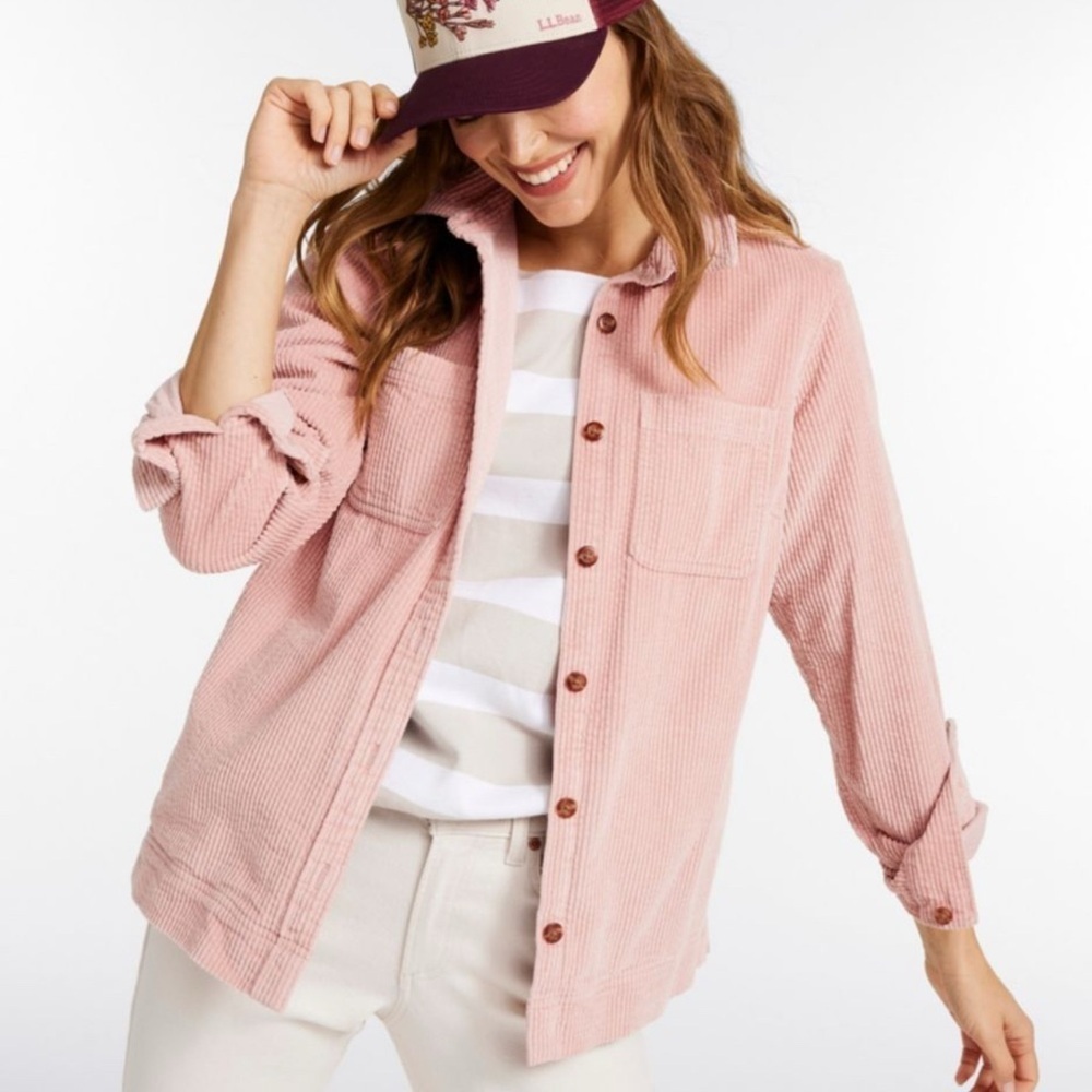 L.L. Bean NWT Woman’s Light Pink Corduroy Shacket Utility Jacket